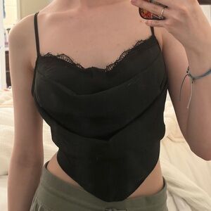 Black chiffon drape tank top